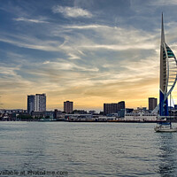 Buy canvas prints of Sunrise over Portsmouth Harbour and The Spinnaker  by Martin Day