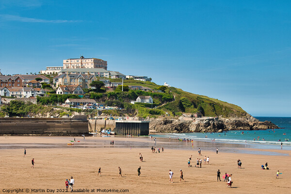 Newquay Beach and The Atlantic Hotel Picture Board by Martin Day