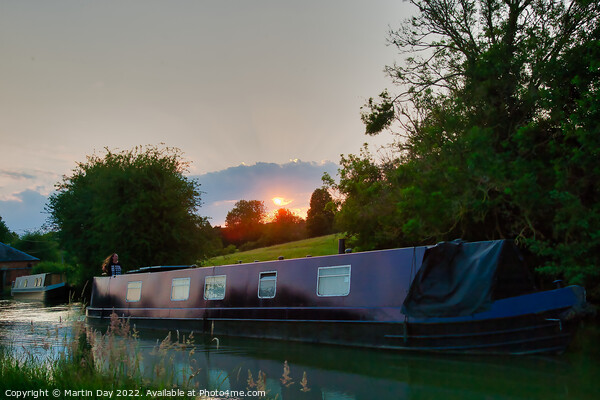 Narrowboat at Sunset Picture Board by Martin Day