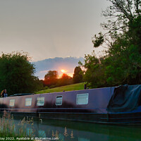 Buy canvas prints of Narrowboat at Sunset by Martin Day
