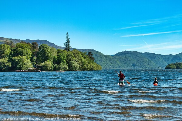 Paddle Boarding on Derwent Water  Picture Board by Martin Day