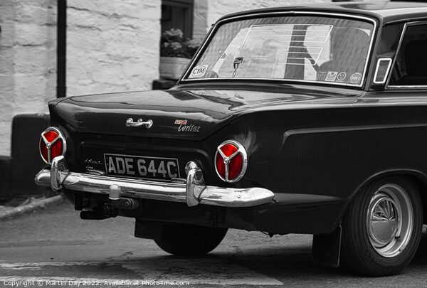 The Monochrome Beauty: A Classic Ford Cortina Picture Board by Martin Day