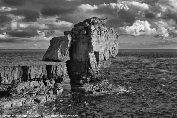 Pulpit Rock on the Isle of Portland Monochrome Picture Board by Martin Day