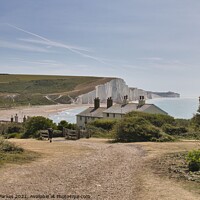 Buy canvas prints of Coastguard Cottages at Seaford Head by Gareth Parkes