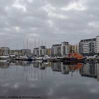 Buy canvas prints of Sovereign Harbour Reflections by Fiona Etkin