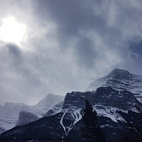 Buy canvas prints of OPENING IN THE CLOUDS TO HEAVEN Canadian Rocky Mountains by PAULINE Crawford