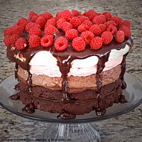 Buy canvas prints of Cake Raspberry Chocolate Strawberry Vanilla Cakes Dessert by PAULINE Crawford