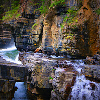Buy canvas prints of Waterfalls at Johnston's Canyon Banff Alberta Canada by PAULINE Crawford