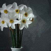 Buy canvas prints of White Daffodils in Vase Plant flower by PAULINE Crawford