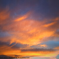Buy canvas prints of Peach Sunset with Clouds by PAULINE Crawford