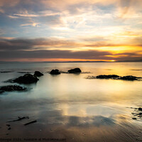 Buy canvas prints of Sunset at Portmahomack Beach by Maxine Stevens