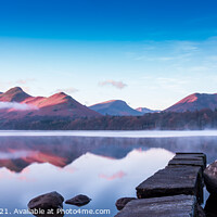 Buy canvas prints of First Light from Isthmus Bay Derwentwater by Mark Hetherington