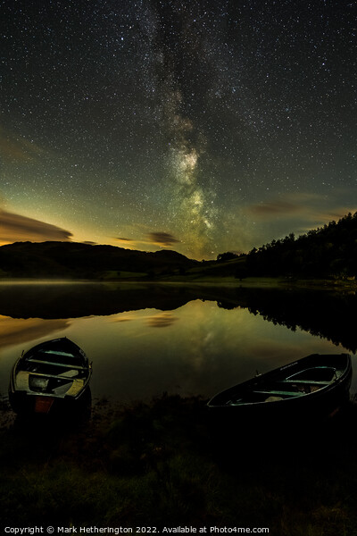 Milky Way at Watendlath Tarn in Lake District Picture Board by Mark Hetherington