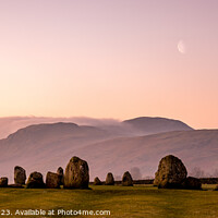 Buy canvas prints of Castlerigg stone circle and moon at sunrise by Mark Hetherington