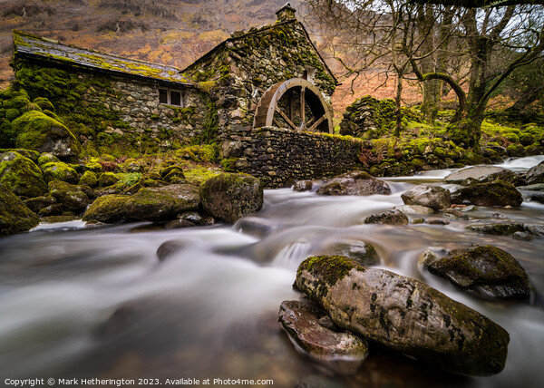 The Old Borrowdale Watermill Picture Board by Mark Hetherington