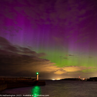 Buy canvas prints of Whitehaven Lighthouse Northern Lights by Mark Hetherington