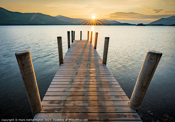 Ashness Jetty Summer Solstice Sunstar Picture Board by Mark Hetherington