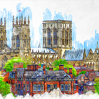 Buy canvas prints of York Minster - Sketch by Picture Wizard