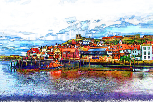 Whitby Harbour Sketch Picture Board by Picture Wizard