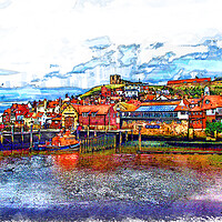Buy canvas prints of Whitby Harbour Sketch by Picture Wizard