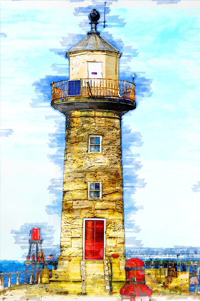 Whitby Lighthouse - Sketch Picture Board by Picture Wizard