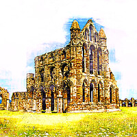 Buy canvas prints of Whitby Abbey - Sketch by Picture Wizard