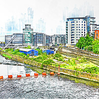 Buy canvas prints of Fearns Island Leeds - Sketch by Picture Wizard
