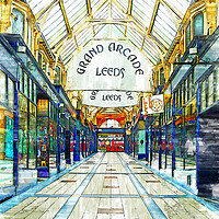 Buy canvas prints of Grand Arcade Leeds - Sketch by Picture Wizard