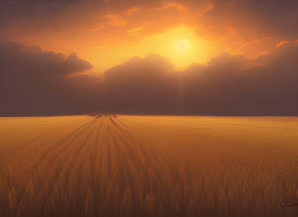 Sunset over a Wheat Field Picture Board by Picture Wizard