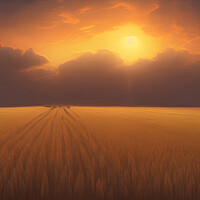 Buy canvas prints of Sunset over a Wheat Field by Picture Wizard