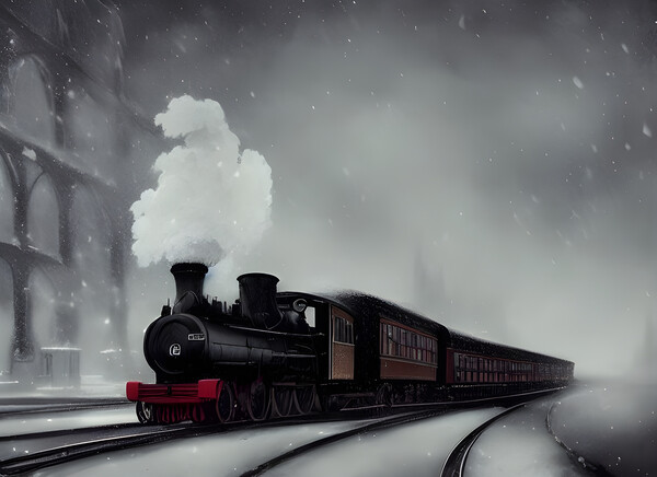 Steam Train In The Snow Picture Board by Picture Wizard