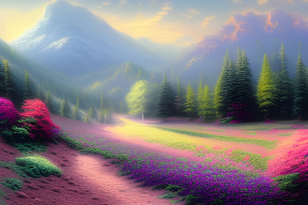 Flowers In The Mountains Picture Board by Picture Wizard