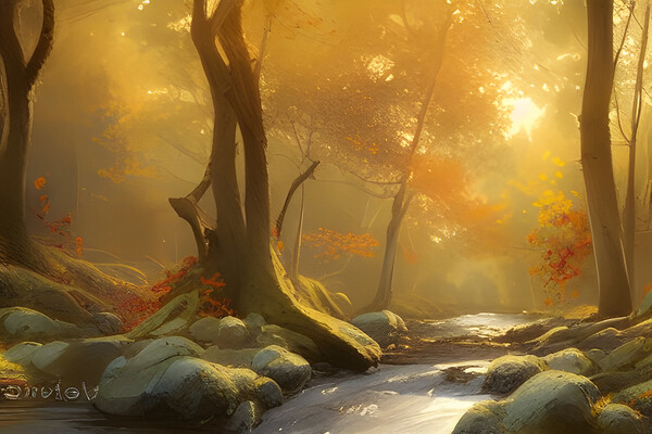 Forest Stream In The Fall Picture Board by Picture Wizard