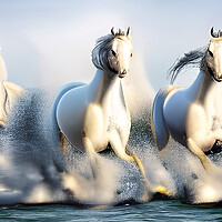 Buy canvas prints of Majestic White Stallions by Picture Wizard