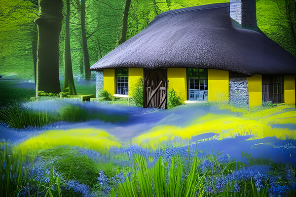 Thatched Cottage In The Woods Picture Board by Picture Wizard