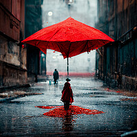 Buy canvas prints of Red Umbrella by Picture Wizard
