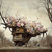 Buy canvas prints of Cherry Blossom Tree House by Picture Wizard