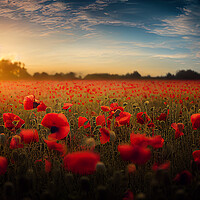 Buy canvas prints of Poppy field sunset by Picture Wizard