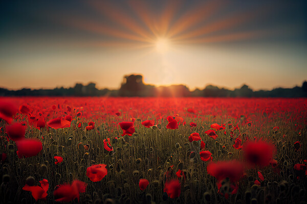 Poppy field sunset Picture Board by Picture Wizard