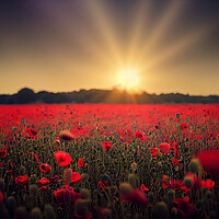 Buy canvas prints of Poppy field sunset by Picture Wizard
