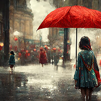 Buy canvas prints of The Red Umbrella by Picture Wizard