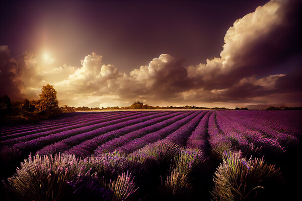 Purple Fields of Lavender Picture Board by Picture Wizard