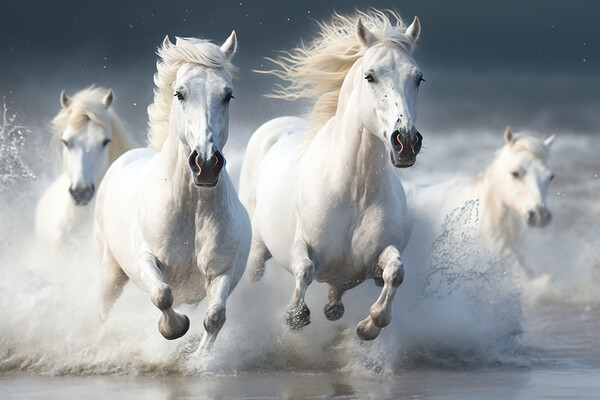 White Stallions Picture Board by Picture Wizard