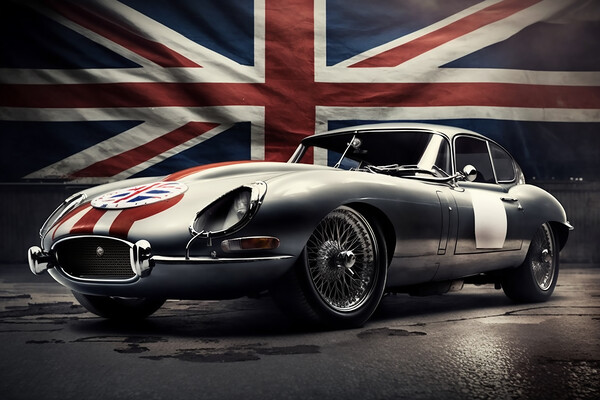 E Type Jaguar 4 Picture Board by Picture Wizard