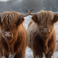 Buy canvas prints of Highland Cows In The Snow 1 by Picture Wizard