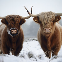 Buy canvas prints of Highland Cows In The Snow 2 by Picture Wizard