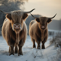 Buy canvas prints of Highland Cows In The Snow 3 by Picture Wizard
