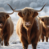 Buy canvas prints of Highland Cows In The Snow 4 by Picture Wizard