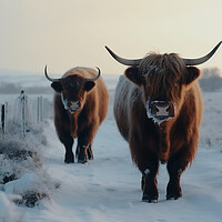 Buy canvas prints of Highland Cows In The Snow 5 by Picture Wizard