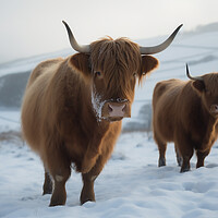 Buy canvas prints of Highland Cows In The Snow 6 by Picture Wizard